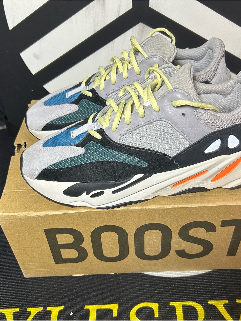 Yeezy Boost 700 Sneakers - Gray with Teal & Orange Accents